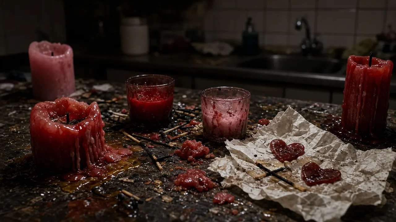 Velas de un ritual de amarre que no debe hacerse en casa